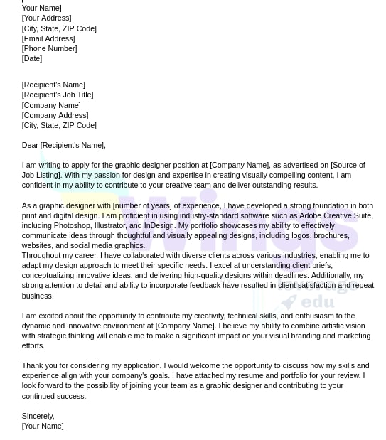 cover letter for graphic designer
