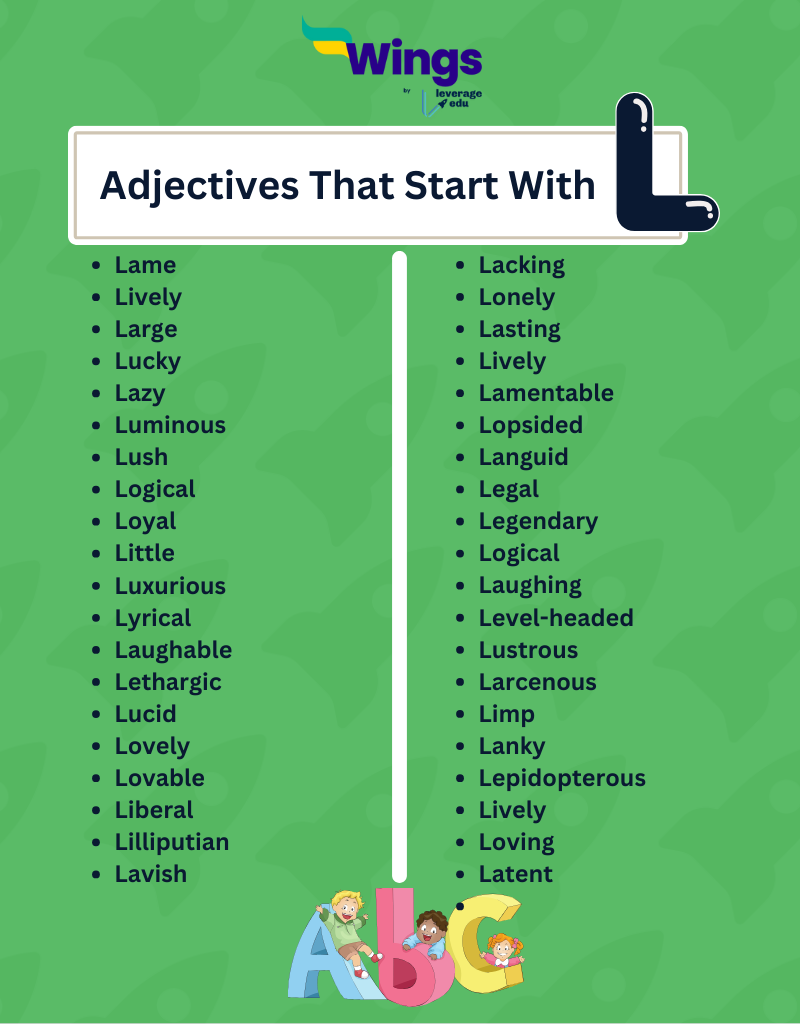 Complete List of Adjectives That Start With The Letter L