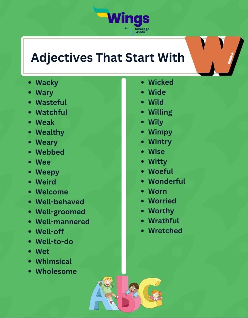 List of adjectives that start with W