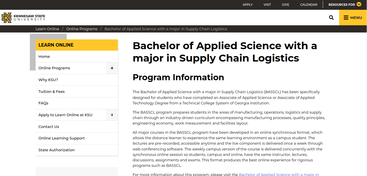 best online supply chain management degree