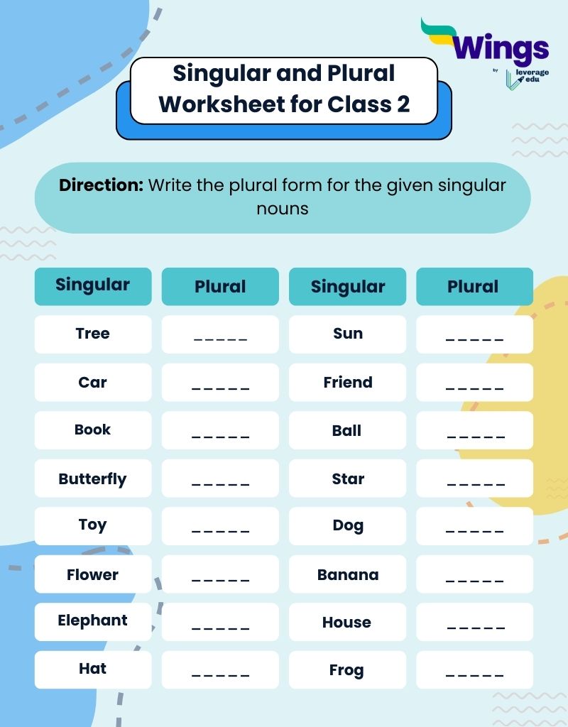 Singular Plural for Class 2 Worksheet