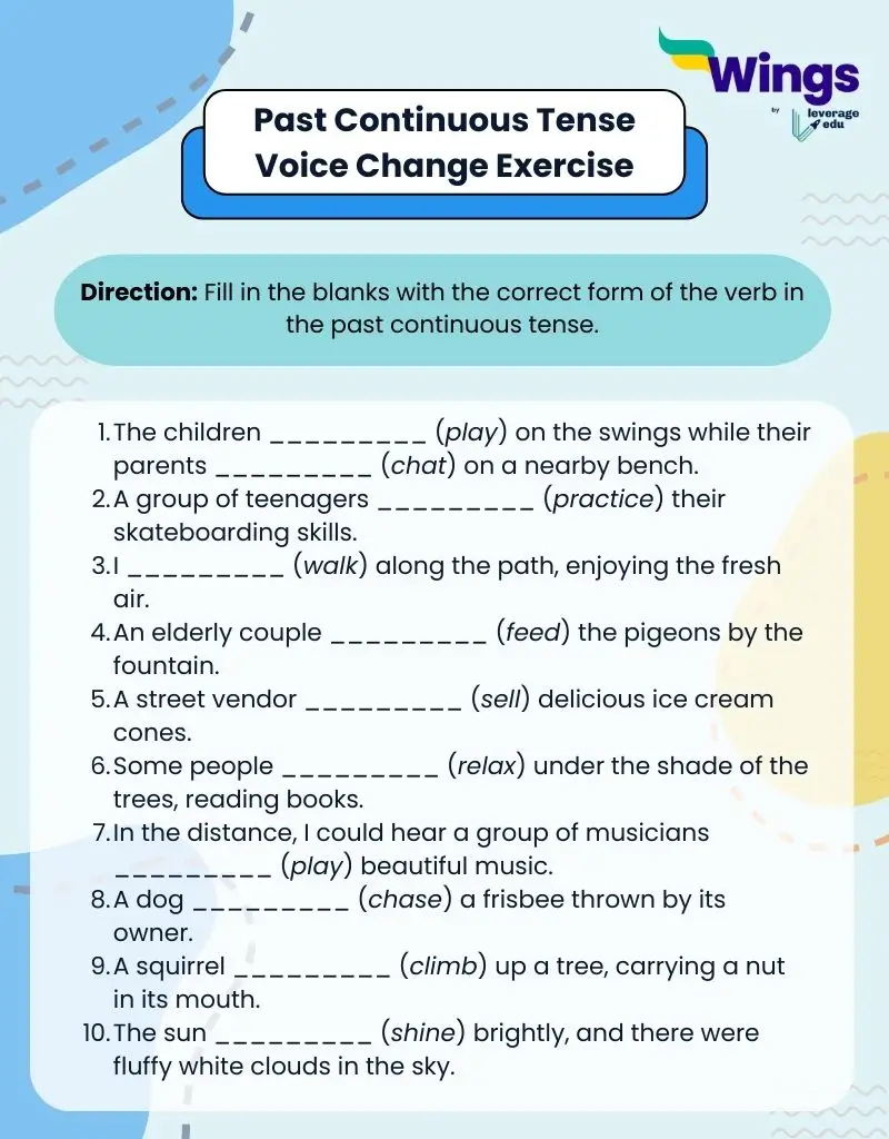 Past Continuous Tense Voice Change Exercise