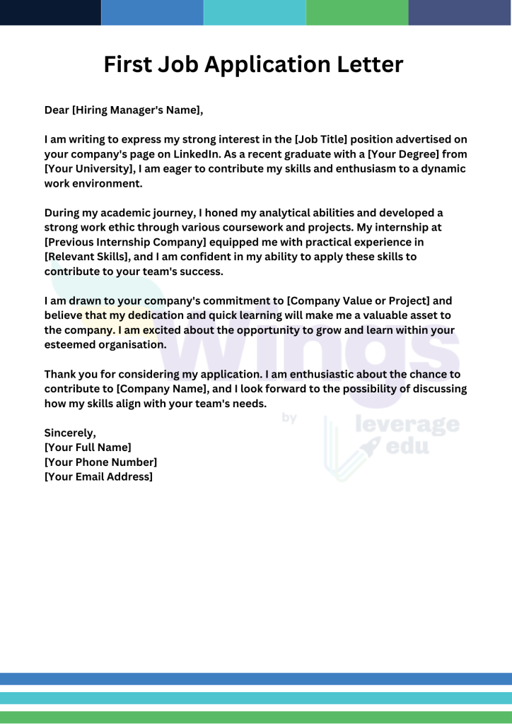 first job application letter