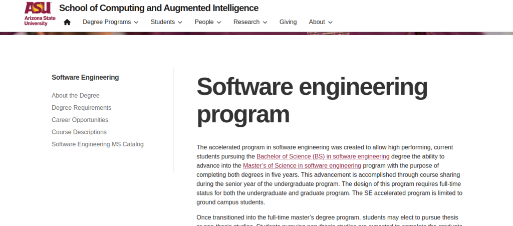accelerated software engineering degree online