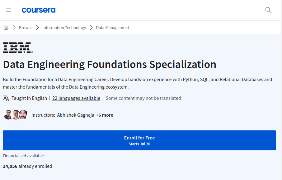 data engineer course online