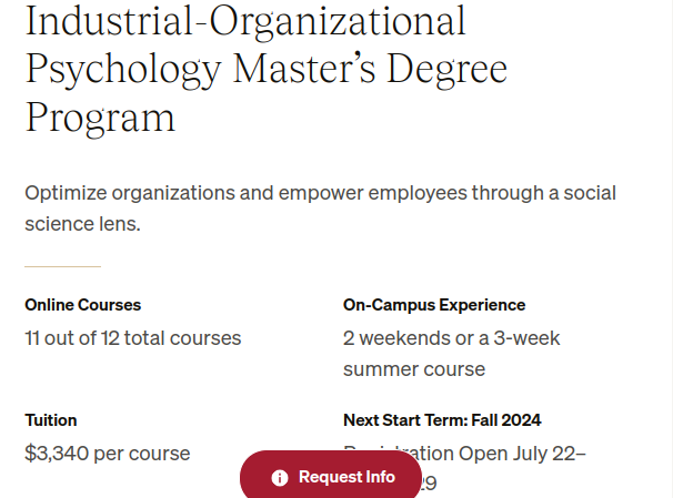 Industrial Organizational Psychology Masters Degree Program