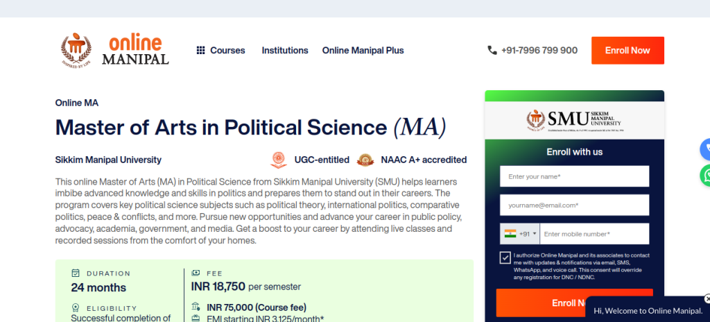 online master's in political science