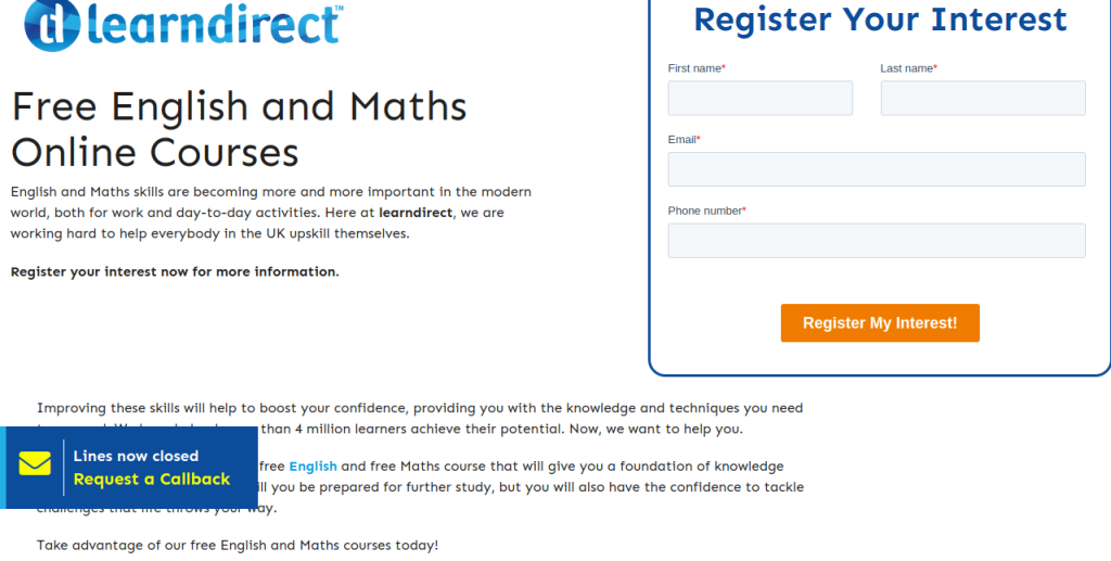 Online Free Maths and English Courses for Adults