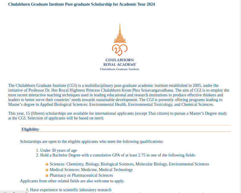 Study in Thailand: Fully Funded CGI Post-graduate Scholarship Open for International Students