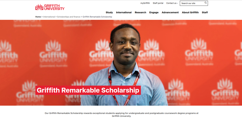 Study in Australia: Griffith Remarkable Scholarship is open for UG and PG students: Apply Before 4th August
