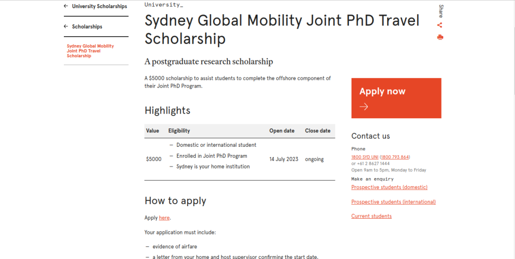 Study Abroad: Sydney Global Mobility Joint PhD Travel Scholarship Open for International Students