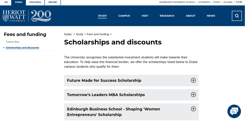 Study in Dubai: 3 Scholarships by Heriot Watt University