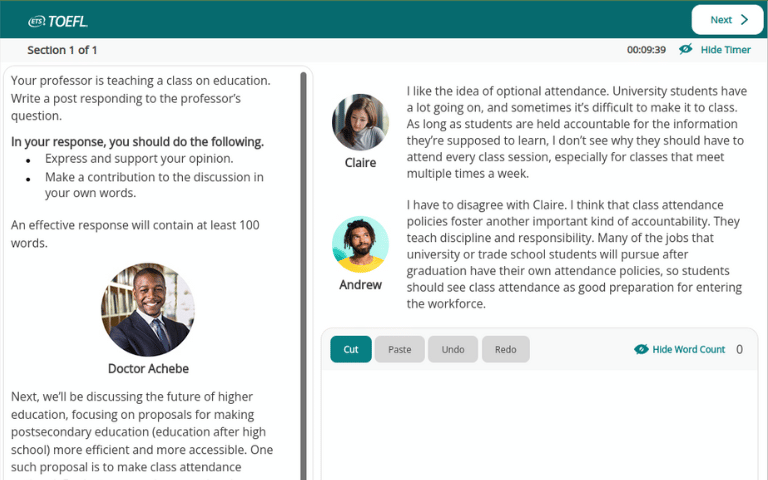 TOEFL New Writing Task Sample