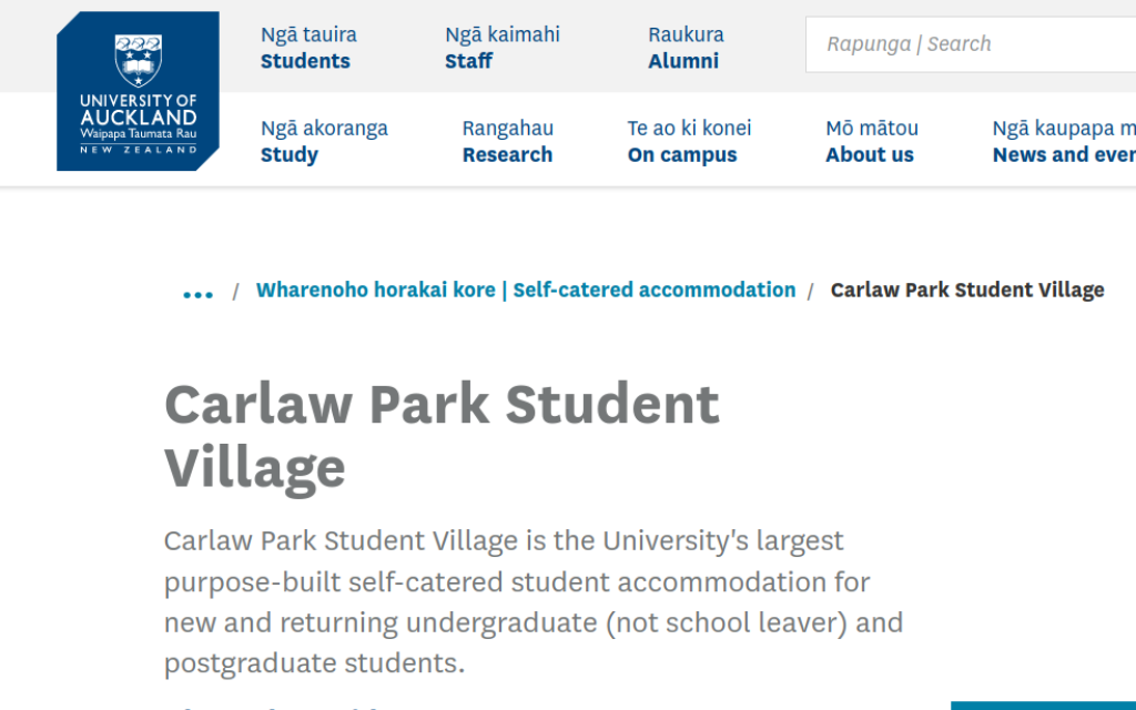 Study Abroad: Carlaw Park - Stanley Accommodation of the University of Auckland Set to Open in September Session