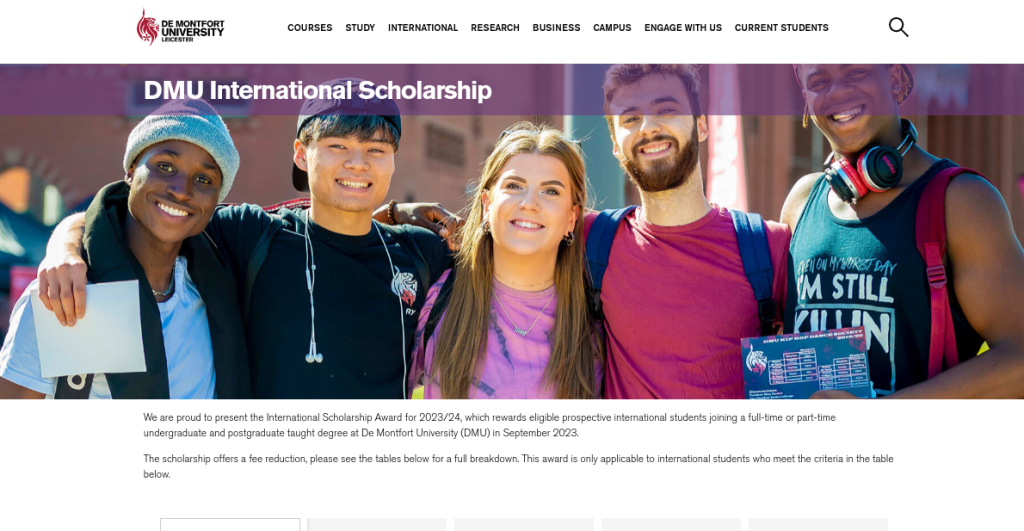 Study in UK: DMU International Scholarship 2023 Available to UG students