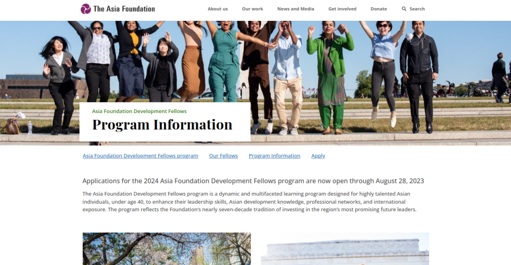 Study Abroad: Application for Asia Foundation Development Fellows Program 2024 Ends on 28th August, 2023