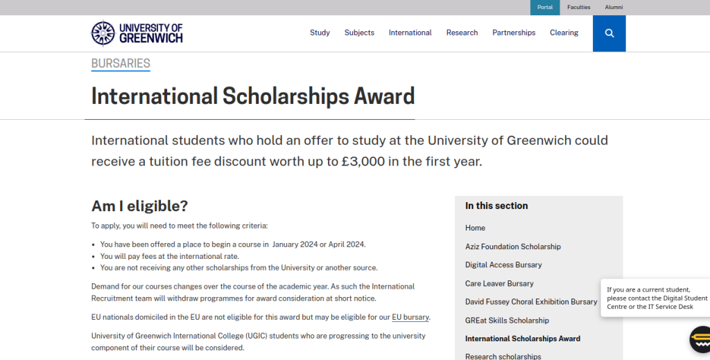 Study in UK: Greenwich International Scholarship Award Open for International Students