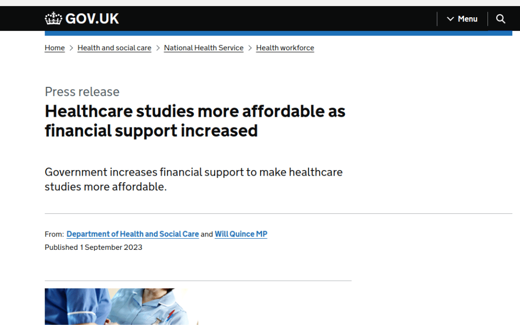Study in UK: Government Makes Healthcare Studies More Affordable