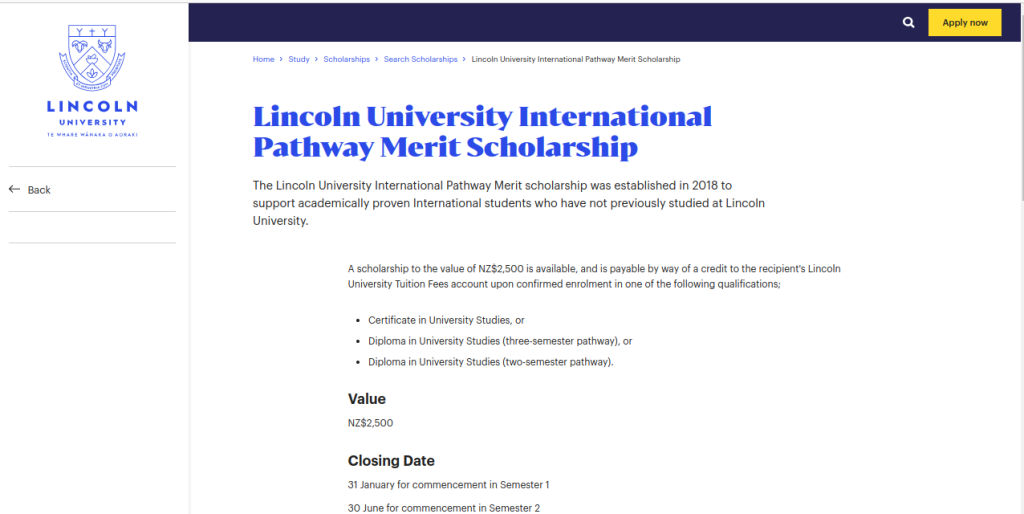 Study in New Zealand: Deadline Approaching for the Lincoln University International Pathway Merit Scholarship Program
