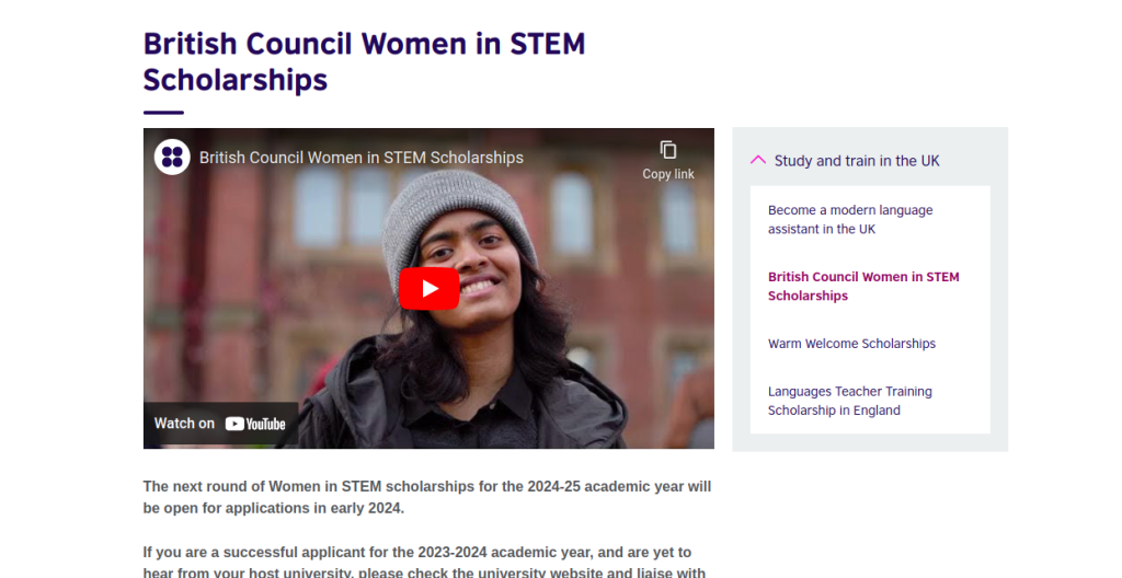 Study in UK: British Council Women in STEM Scholarship 2024-25. Applications to Open Soon!