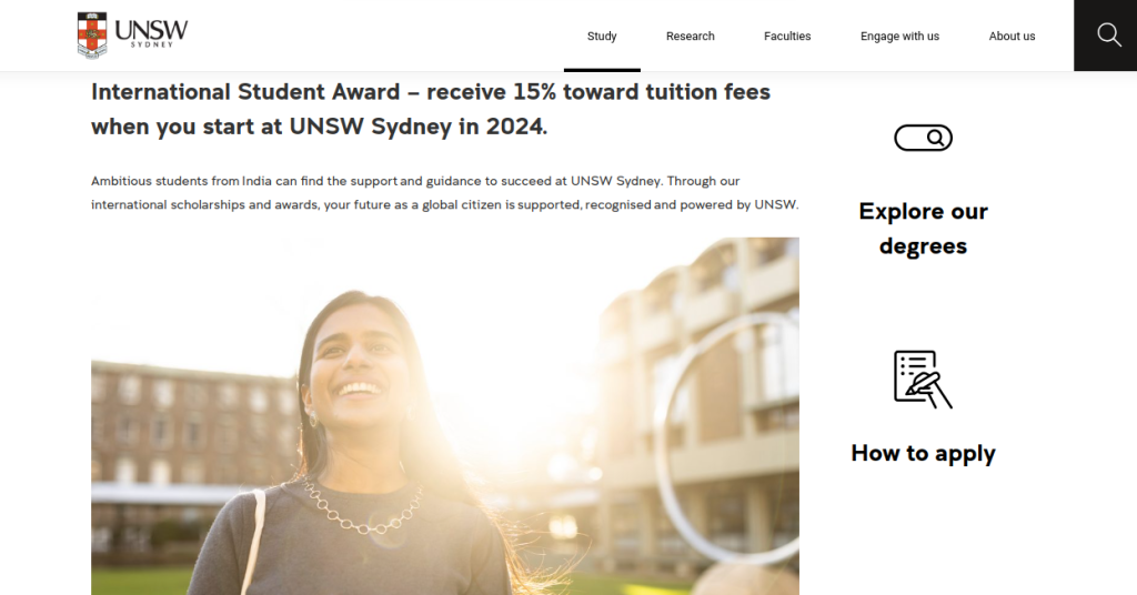 Study in Australia: UNSW Sydney International Student Award 2024 Open for Indian Students
