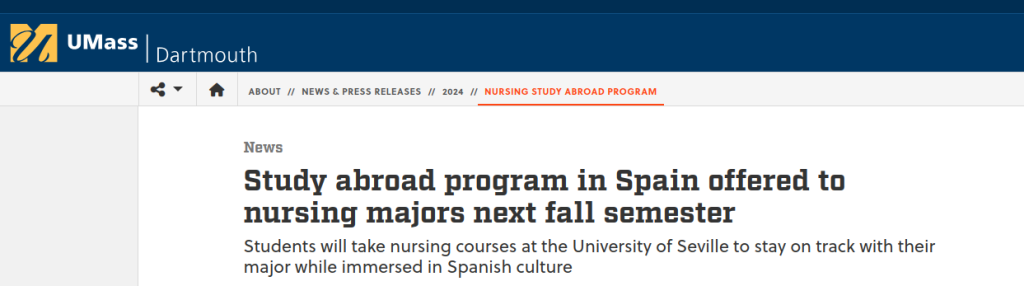 Study in Spain: UMass Dartmouth Nursing Majors Offered Unique Study Abroad Opportunity in Seville