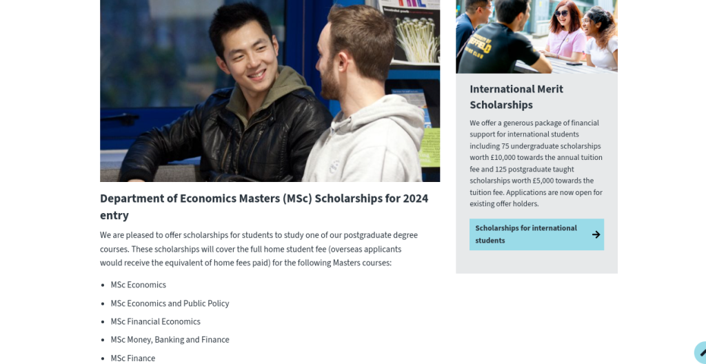 Study in UK: University of Sheffield Department of Economics Masters (MSc) Scholarships Applications Open for 2024