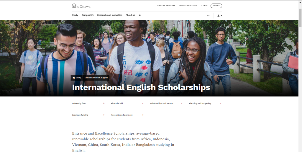 Study in Canada: University of Ottawa International English Scholarships Available to Indian & African Students for 2024