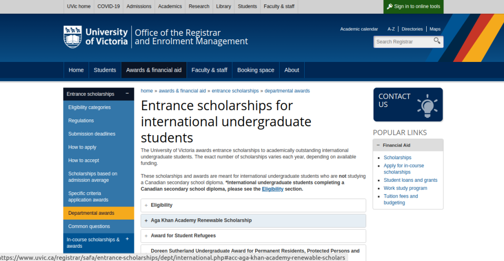 Study in Canada: 3+ University of Victoria Undergraduate International Scholarships for Academic Year 2024-25